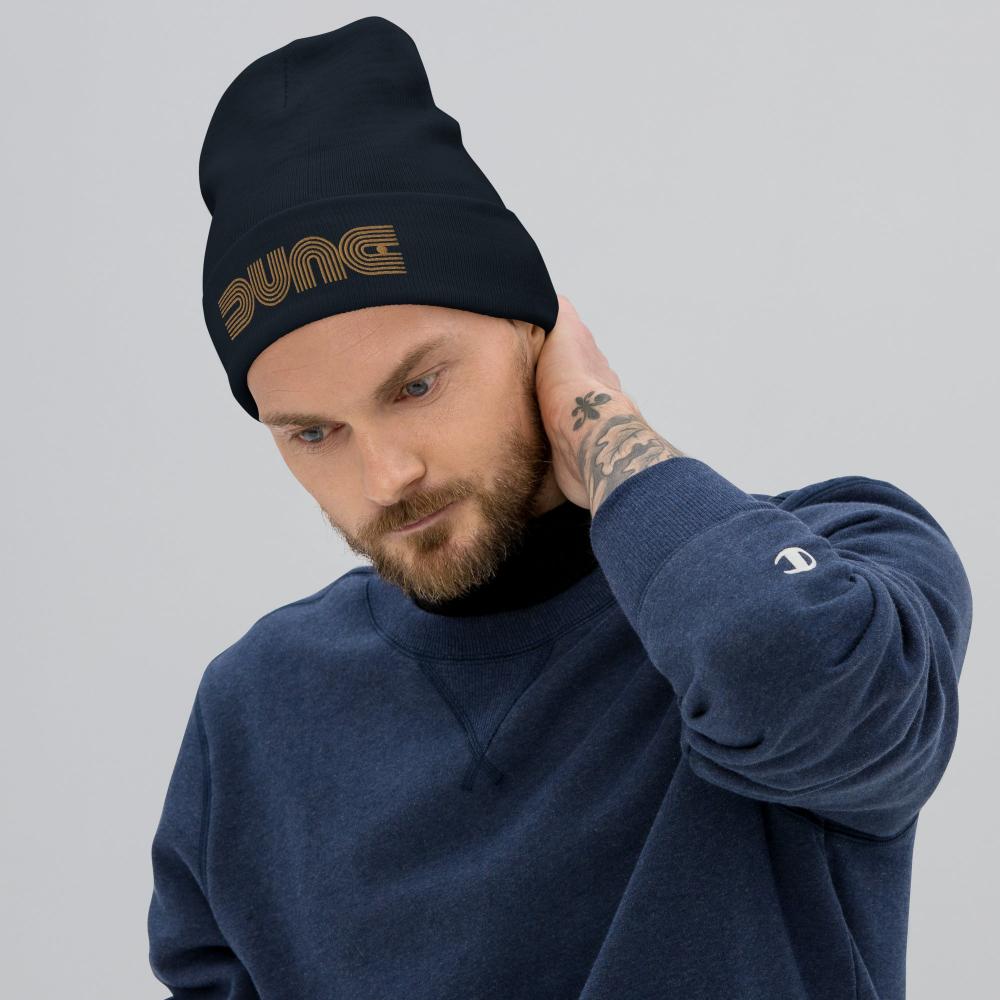 Dune Geometric Embroidered Beanie - Navy Color - https://ascensionemporium.net